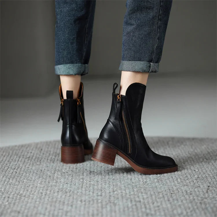 Grazia Leather Zip Boots