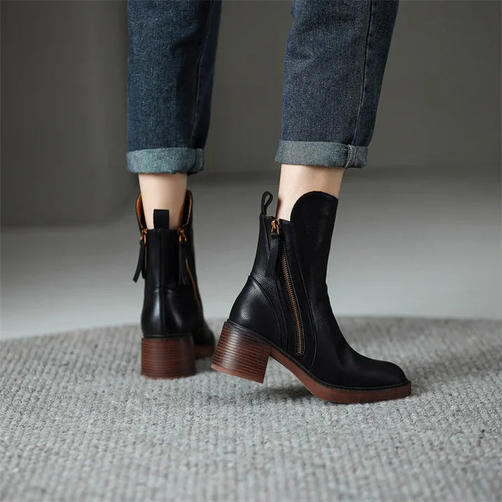 Grazia Leather Zip Boots