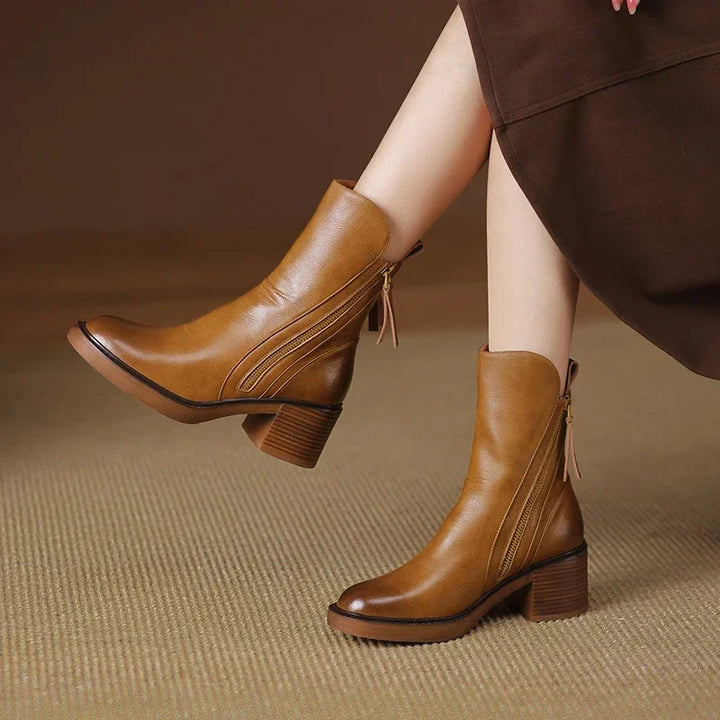 Grazia Leather Zip Boots