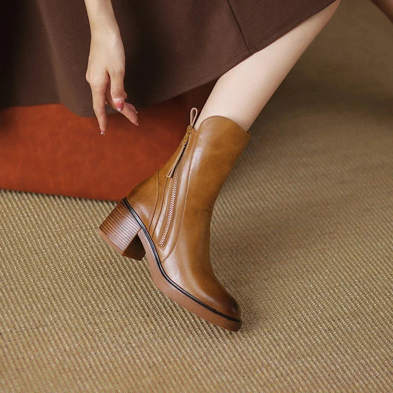 Grazia Leather Zip Boots