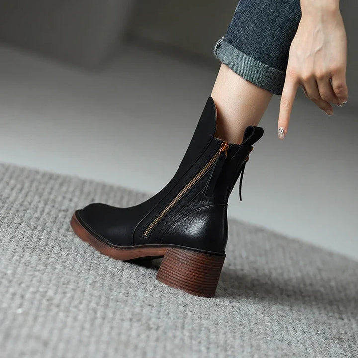 Grazia Leather Zip Boots