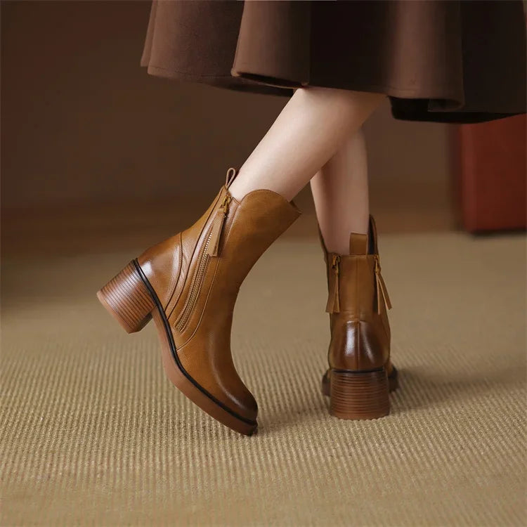 Grazia Leather Zip Boots
