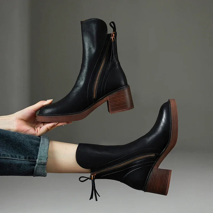 Grazia Leather Zip Boots